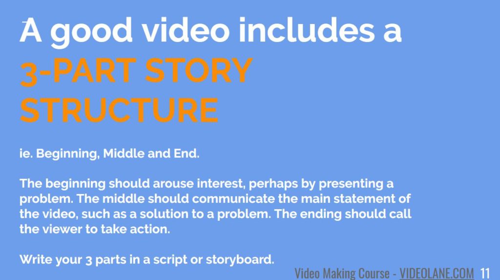 A Good Video Includes a 3-Part Story Structure