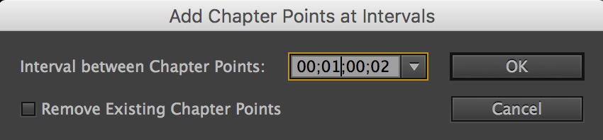 Adobe Encore CS6 Add Chapter Points at Intervals
