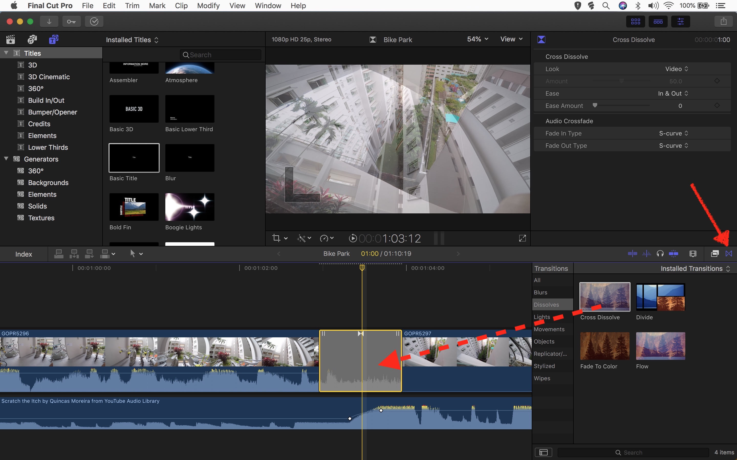 transitions in final cut pro