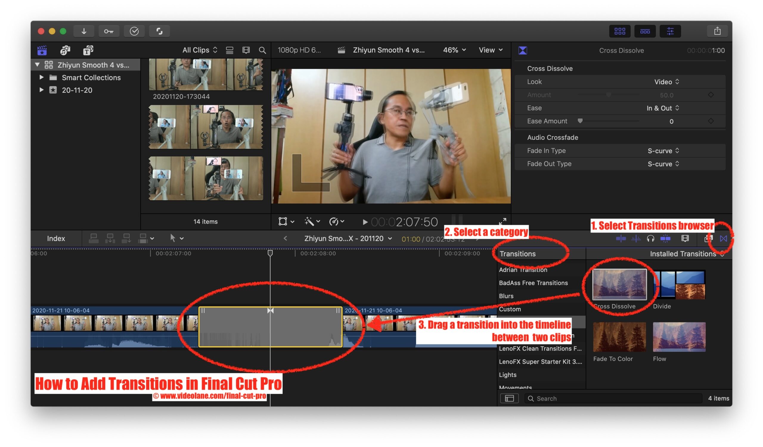 transitions in final cut pro